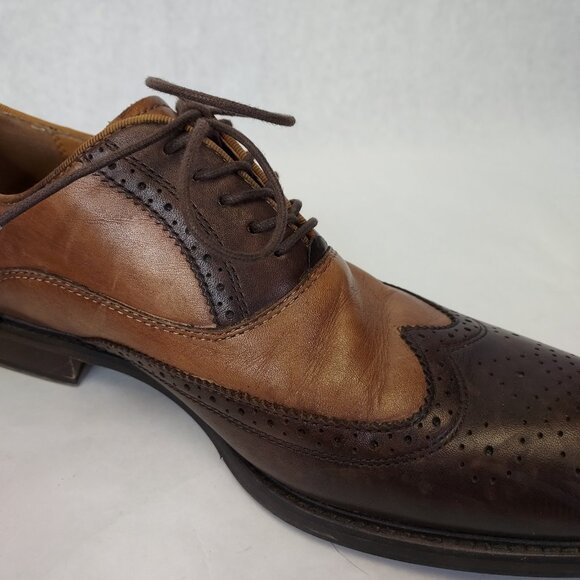 Aldo Wingtip Oxford Brogue Men's 8 Classic Dress Shoes Leather Brown Tan Lace up - Picture 13 of 16